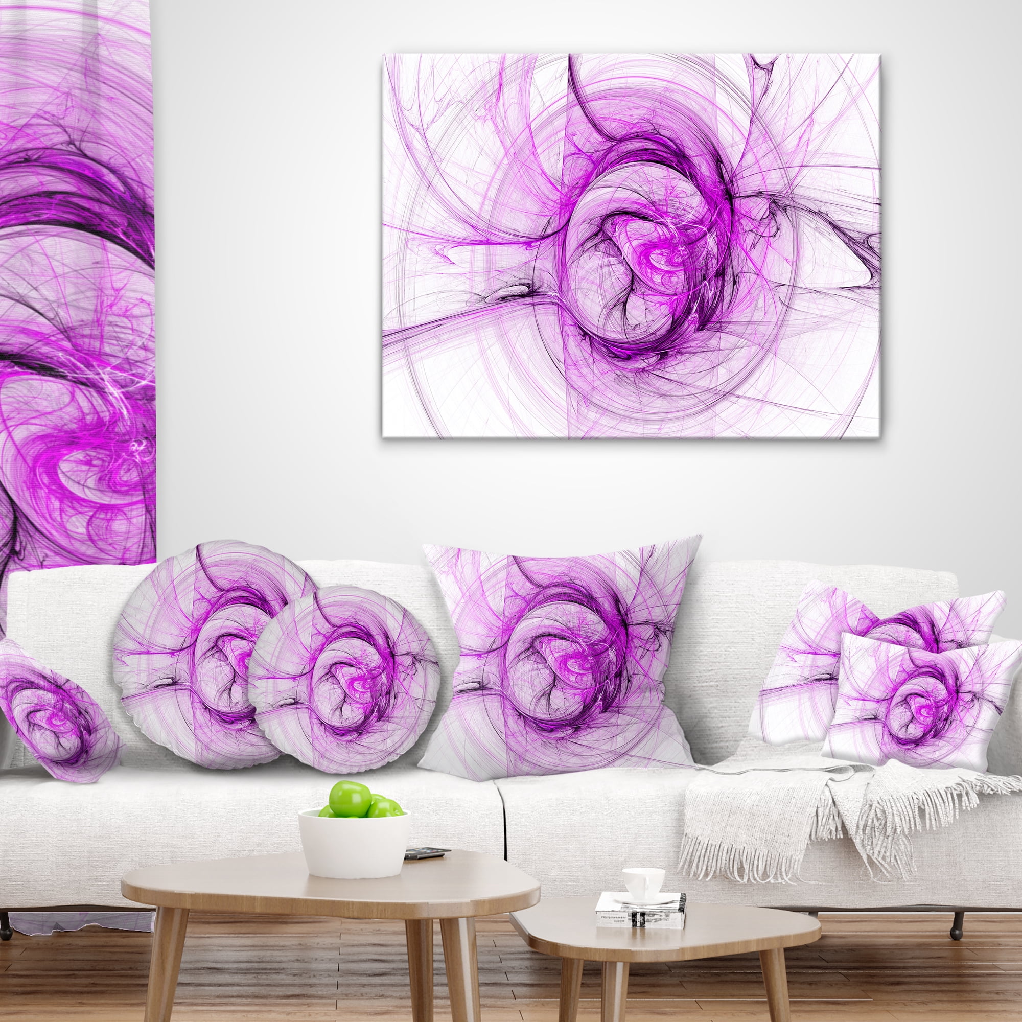 Designart Wisps of Smoke Purple - Abstract Throw Pillow - 18x18