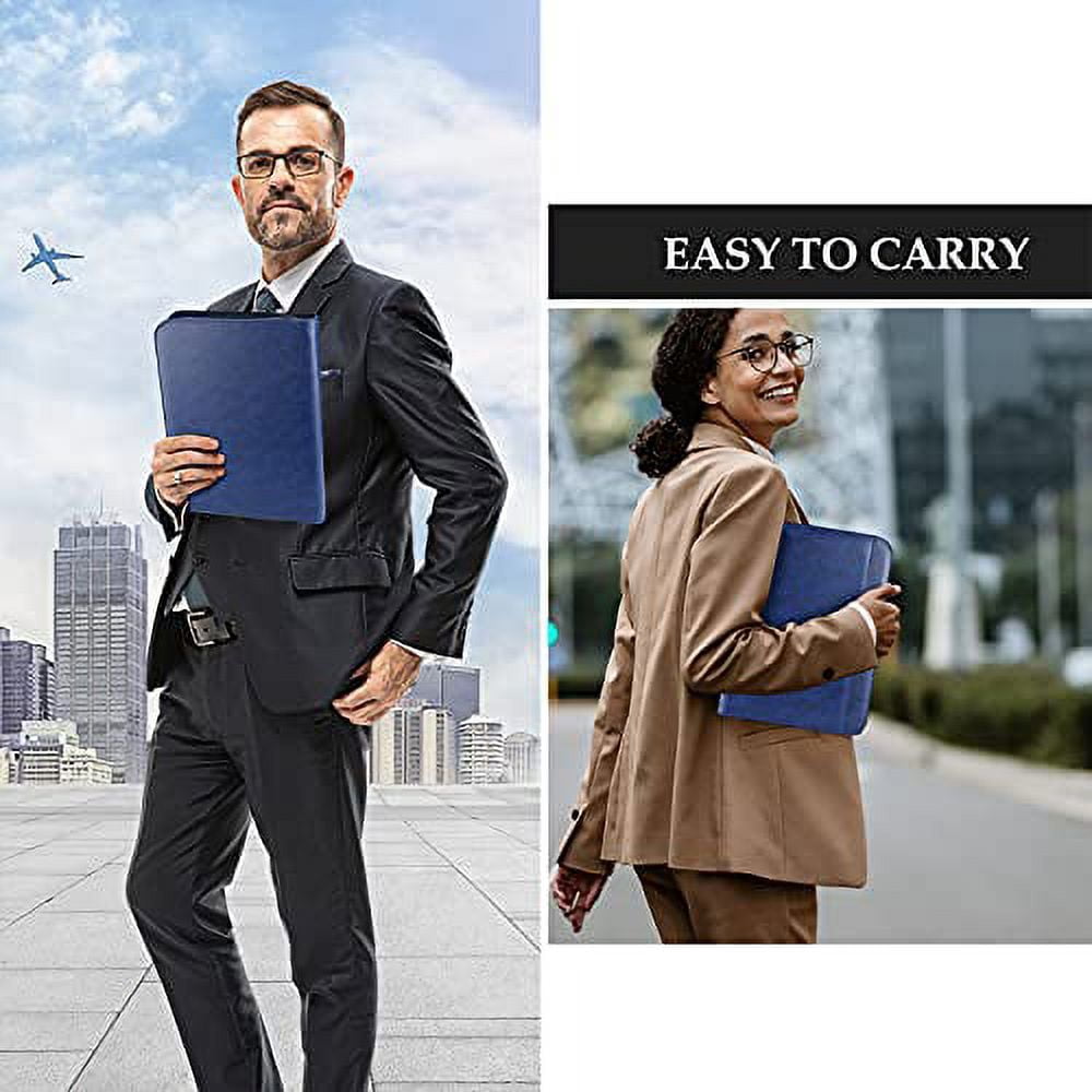 Procase Portfolio Business Padfolio Folder with Zipper, Navy