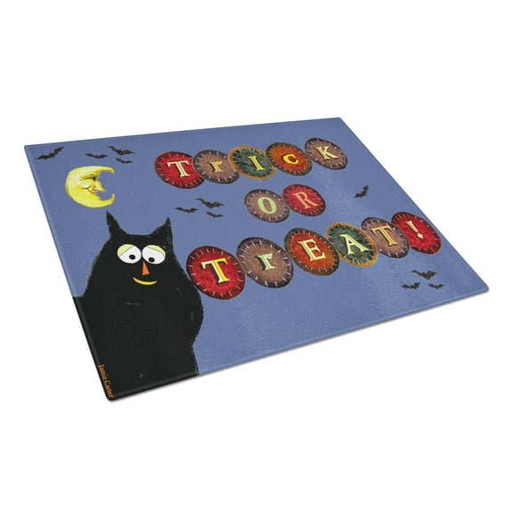 Caroline's Treasures Trick or Treat Kitty Halloween Glass Cutting Board Large