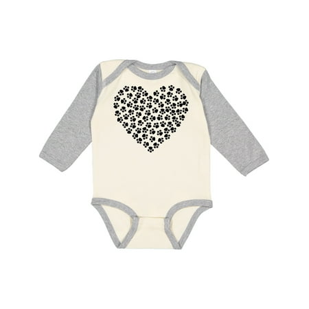 

Inktastic Heart Made Of Paws Dog Paws Puppy Paws - Black Gift Baby Boy or Baby Girl Long Sleeve Bodysuit
