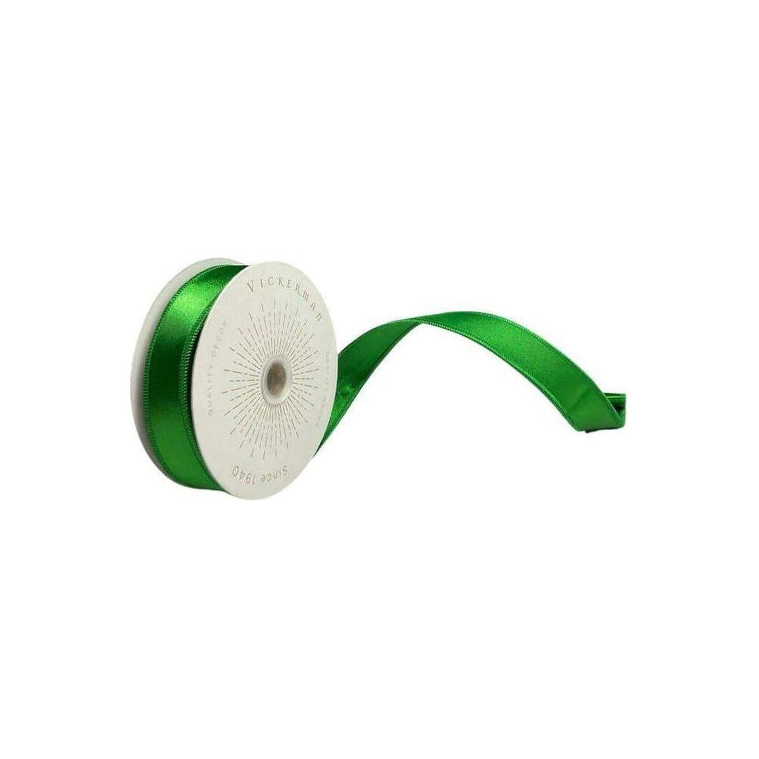 Vickerman QTX240704 1 in. x 10 Yards Green Satin Ribbon