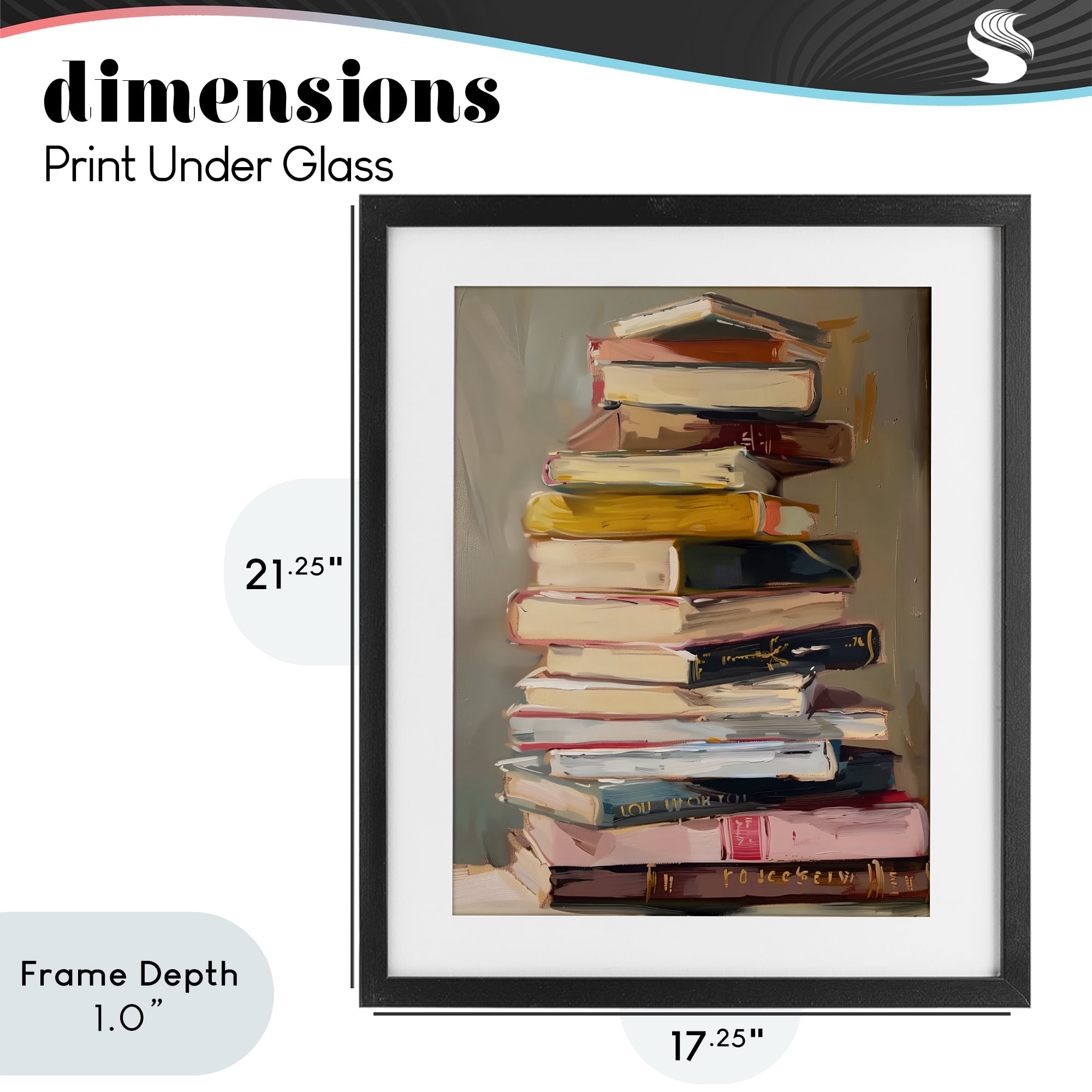 Stupell Industries Well Loved Bookstack Black Framed Print Under Glass, design by LSR Design Studio