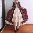 thumbnail image 2 of Brglopf Womens Rococo Baroque Dress Medieval Renaissance 1800s Dress for Women Plus Size Flared Sleeve Court Ball Gown Vintage Lace Princess Dress(Red,L), 2 of 8