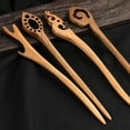 thumbnail image 4 of 4 piezas Vintage Retro Palillos para el cabello Chino antiguo japonés Pasadores de madera Selecciones Madera Cuerno largo Tenedor Pluma Pinzas para el cabello para moño Moño Titular, 4 of 5