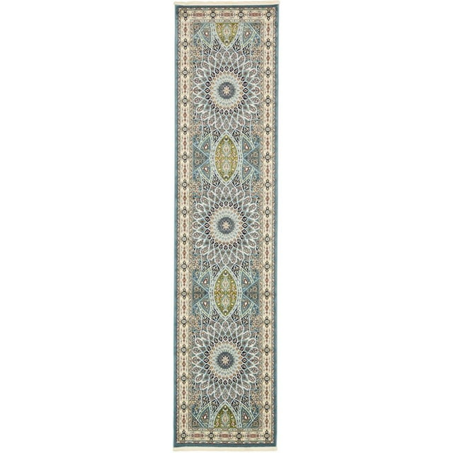 Unique Loom Narenj Medallion Pattern Design Rug 3' x 13' Runner Blue/Tan