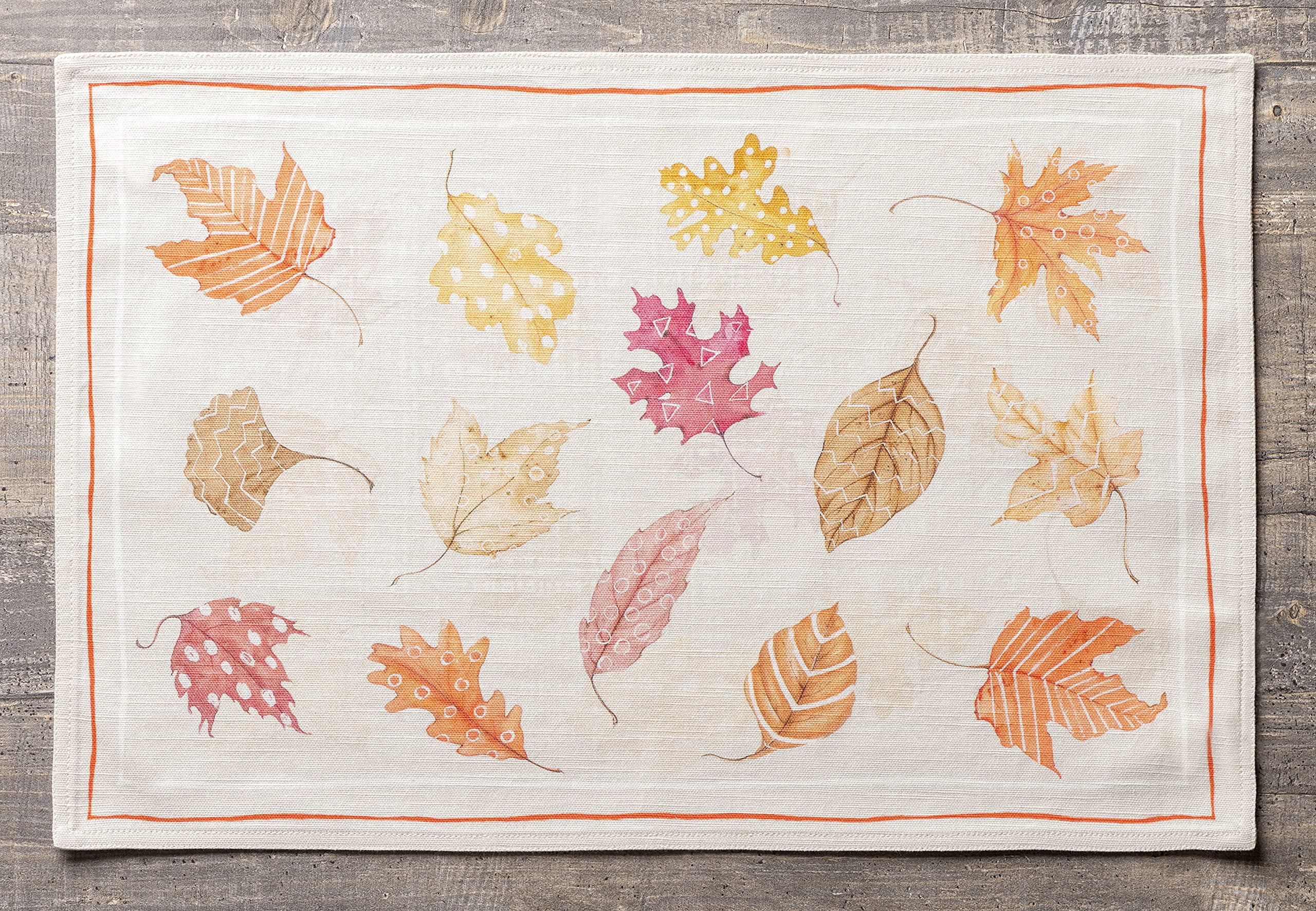 Maison d' Hermine Colors of Autumn 100% Cotton Set of 4 Placemats for Dining Table Kitchen Wedding Everyday Use Dinner Parties (13 Inch by 19 Inch)