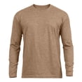 thumbnail image 2 of Long Sleeve Shirt Men Trendy Crew Neck Solid Color Tshirts Breathable Lightweight Regular Fit T Shirt for Athletic Casual Travel Light Brown XL, 2 of 6