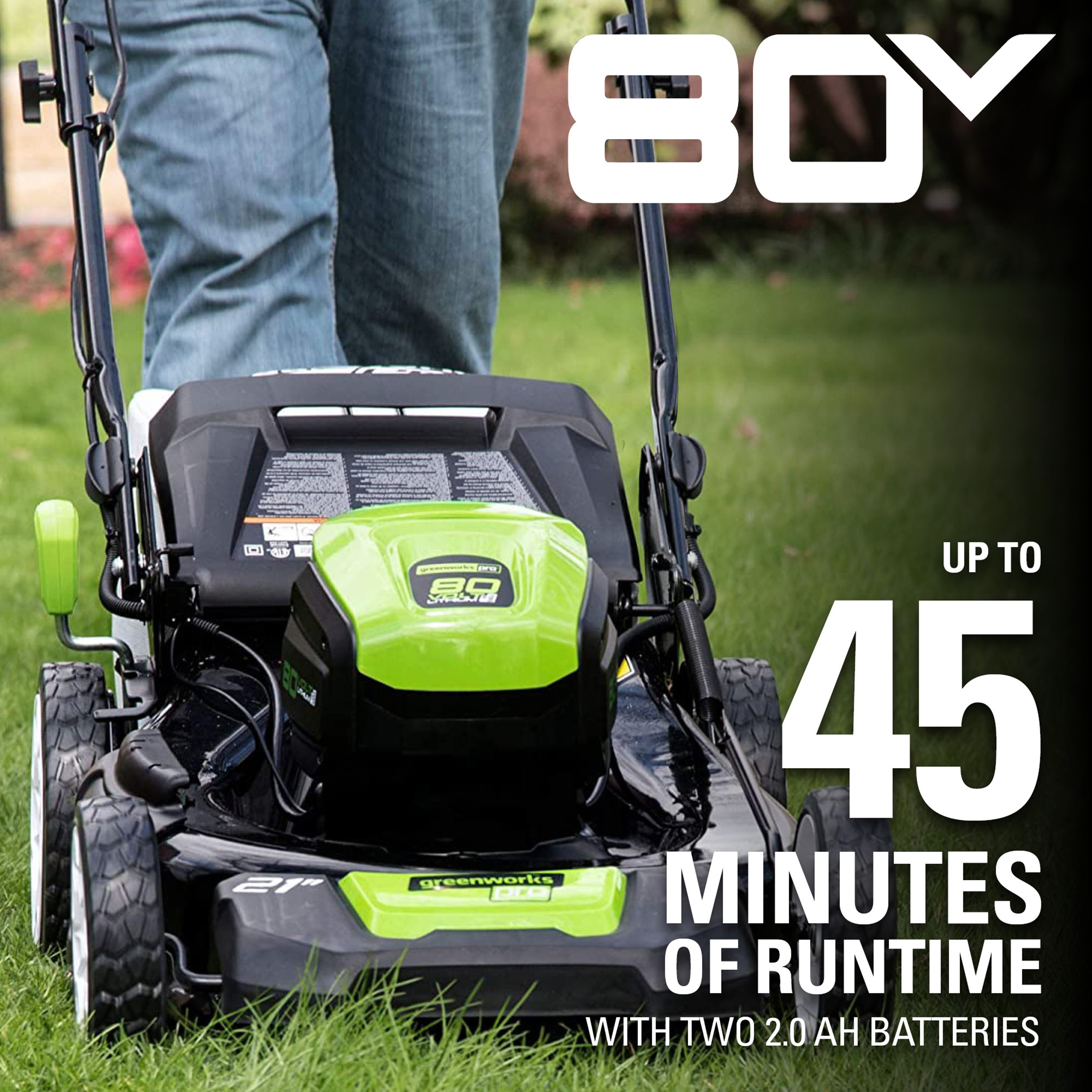 Greenworks 80V 21" Battery Powered Push Mower + (2) 2.0Ah Batteries & Rapid Charger - image 5 of 16