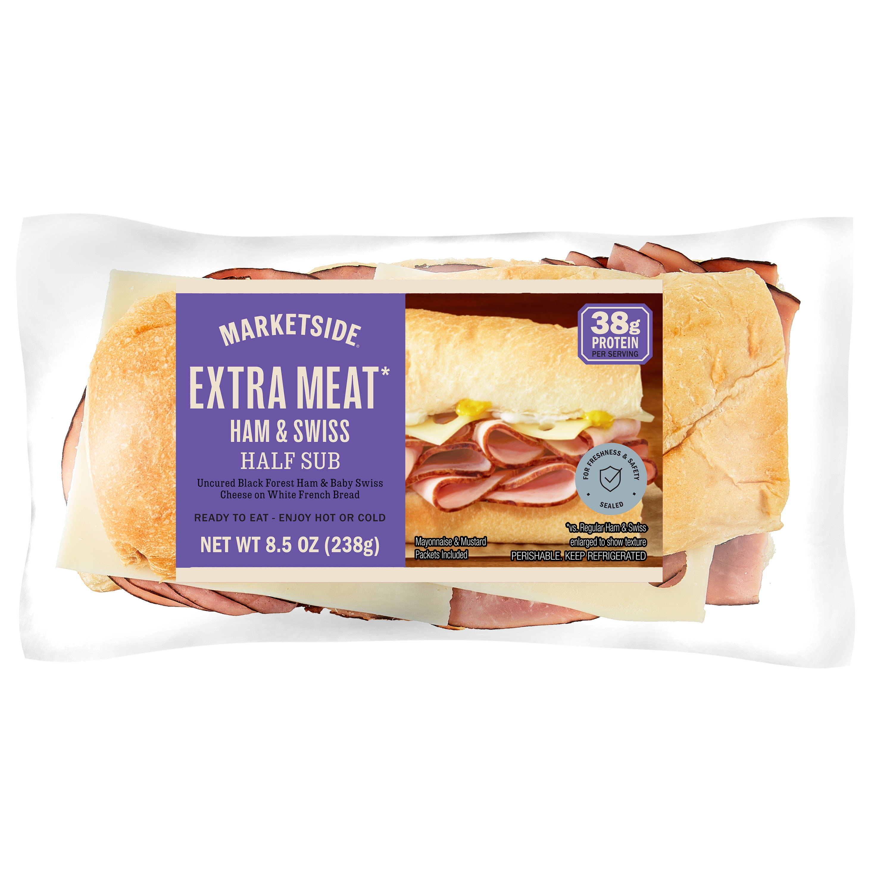 Marketside Extra Meat Ham and Swiss Sub Sandwich 8.5oz loaded with