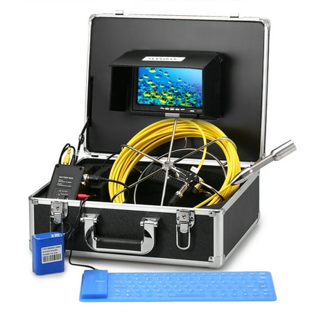 Pipe Inspection System Drain Pipe Sewer Inspection Video Camera System with Keyboard 12 LEDs Night Vision Waterproof Industrial Endoscope Snake Camera 8GB SDcard Included ()
