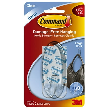

5PK Command Large Clear Hook With Clear Strips