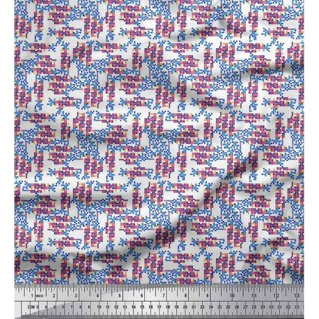 Soimoi Rayon Fabric Square Geometric Decor Fabric Printed Yard 42 Inch Wide