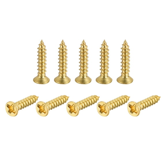 Brass Wood Screws, M2x10mm Phillips Flat Head Self Tapping Connector for Door Hinges, Wooden Furniture, 200Pack