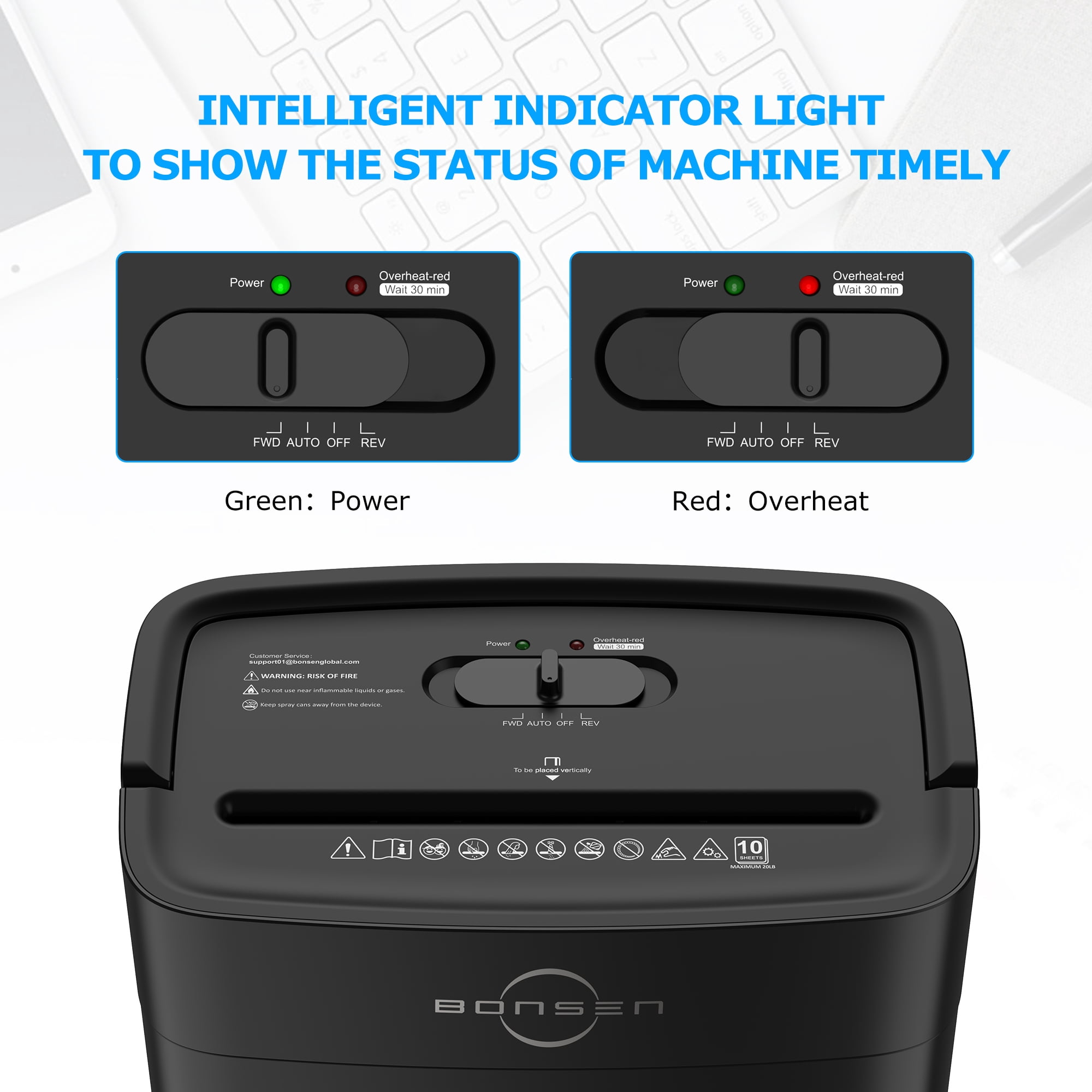 BONSEN 10-Sheet Cross Cut Paper Shredder, Shred Credit Card Paper Shredder for Home Use, Compact Design with Portable Handle, Black
