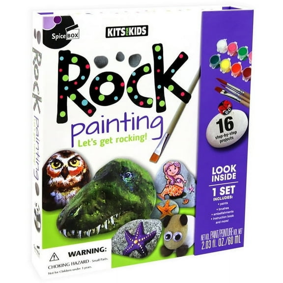SpiceBox Children's Activity Kits for Kids Rock Painting , 16 Rocky Projects, Art and Craft Kit For Kids