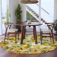 thumbnail image 3 of Lemon Round Area Rug 8Ft Washable Large Circle Rugs for Living Room Dorm, Farmhouse Vintage Summer Retro Fruits Yellow Brown Non-Slip Carpet Floor Mats Indoor Outdoor Carpet Runner Home Decor, 3 of 8