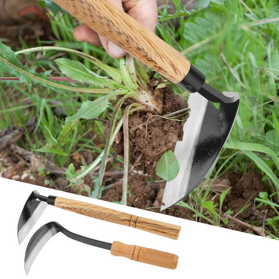 2Pcs Weeding Sickle Steel Grass Sickle with Incisive Blade Manual Sickle Hoe Gardening Tools Lightweight Weeding Grass Sickle Weed Remover Tool for Garden Yard