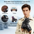 thumbnail image 5 of Winter Leather Gloves for Men Women, Full-Hand Touchscreen PU Leather Thermal Gloves with Soft Fleece Lining, Windproof Water-Resistant, Adjustable Snap Cuff, Detachable Spring Buckle, XL, 5 of 7