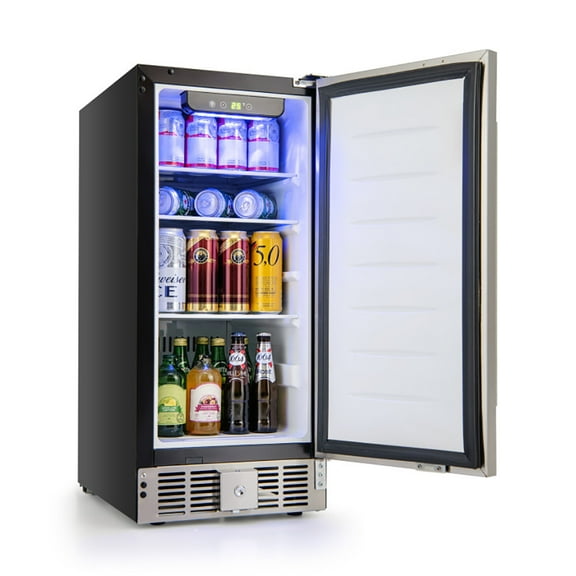GVN Compact Refrigerator with Adjustable Thermostat and Stainless Steel Door-Silver