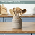 thumbnail image 5 of Barnyard Designs Ceramic Farmhouse Utensil Holder for Kitchen Counter, Large Rustic Utensil Crock, Countertop Cooking Tool Spatula Organizer, 6.75” (Taupe), 5 of 9