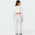 thumbnail image 3 of Women's Sweatpants High Waist Drawstring Sweat Pants Baggy Athletic Pants with Pockets White XL, 3 of 6