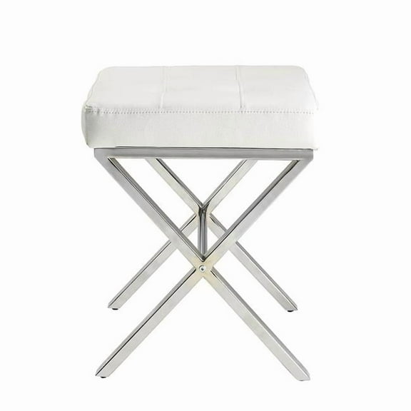 Carolina Classics Elisabetta Vanity Bench White/Chrome