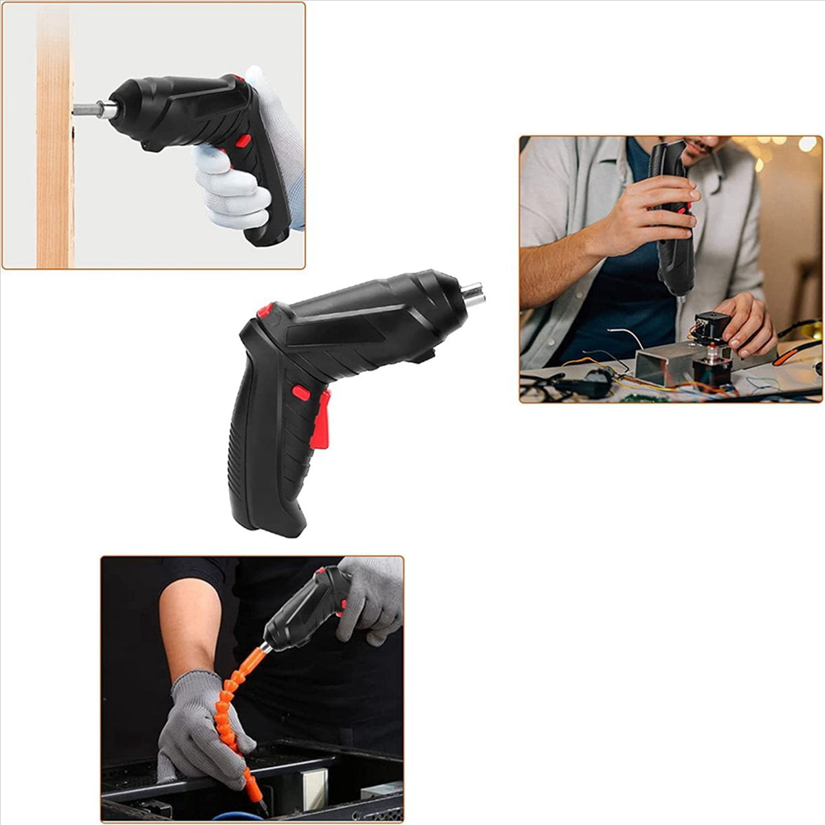2X Rechargeable Mini Electric Screwdriver 90°-180°Rotating Handle LED Wireless Screwdriver Drill Electric Screw Driver