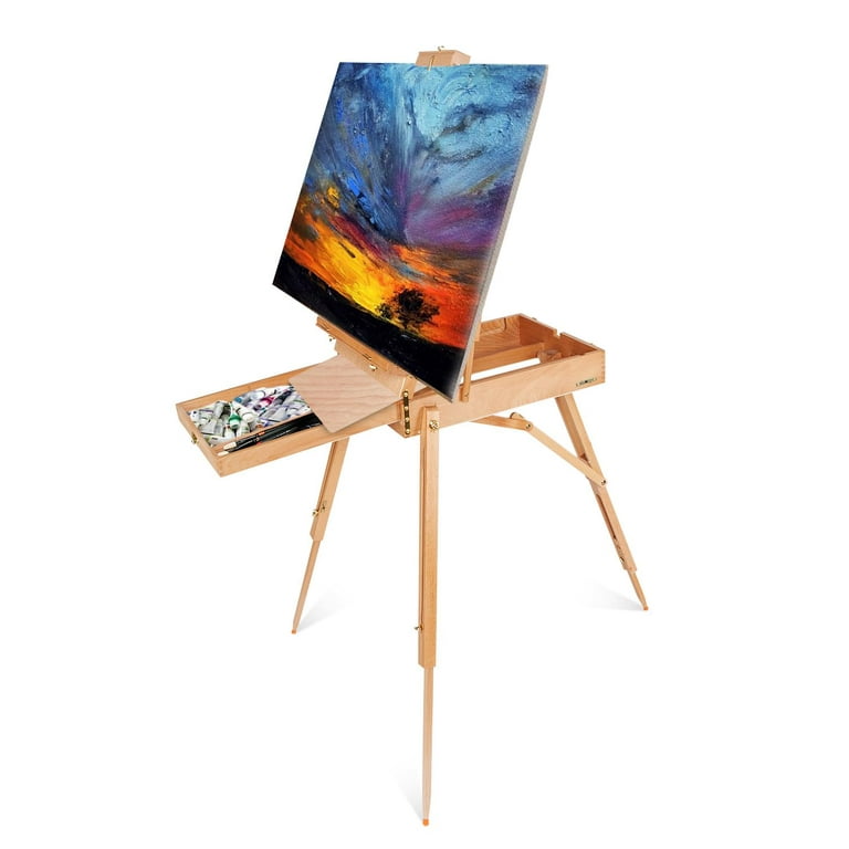  Tangkula French Style Painting Easel, Portable Art Easel with  Sketch Box, Artist Drawer, Palette & Shoulder Strap, Adjustable Tripod  Wooden Easel Stand Holds Canvas up to 34 for Painting, Drawing
