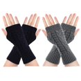 thumbnail image 3 of Holzlrgus 2 Pairs Womens Fingerless Gloves Winter Warm Knit Crochet Thumbhole Arm Warmers, 3 of 6