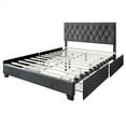 thumbnail image 5 of Home Design Sheffield King Tufted Upholstered Storage Platform Bed Frame with Diamond Button-Tufted Headboard and Four Under-Drawers, Dark Gray, Easy Assembly, 5 of 6