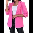 thumbnail image 3 of Blazer de Larga para Mujer, Informal, de Negocios, con Abertura Frontal, para Trabajo y Oficina. Rosa XXL, 3 of 6