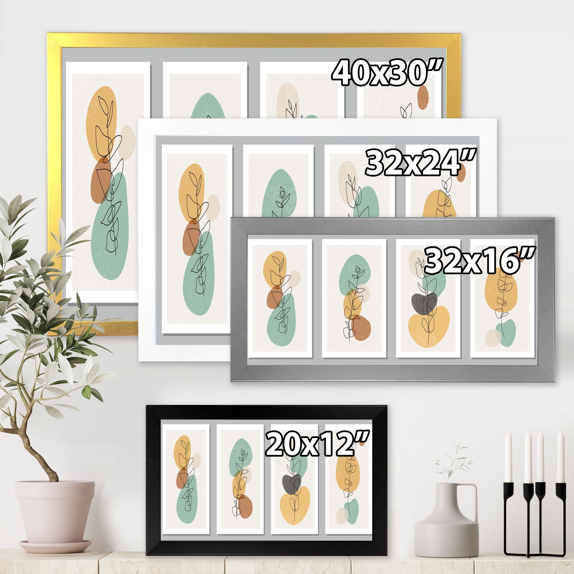 Designart 'Compostion Minimalistic of Organic Shapes III' Modern Framed Art Print