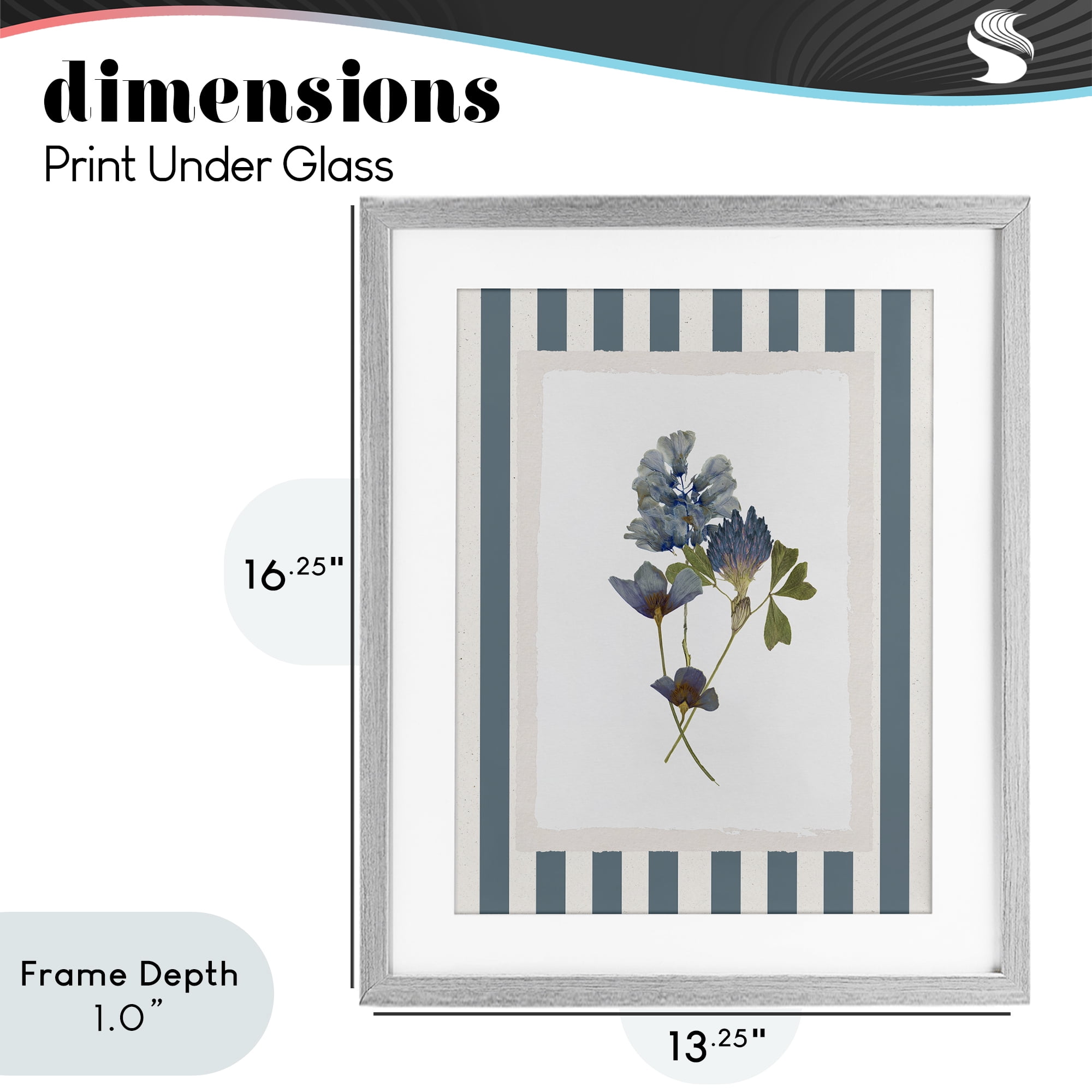 Stupell Industries Blue Summer Memory Florals Gray Framed Print Under Glass, design by Val Rhodes