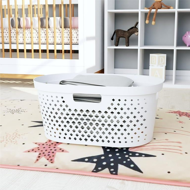 Clorox 1 Bushel Gray Plastic Oval Laundry Basket with Diamond
