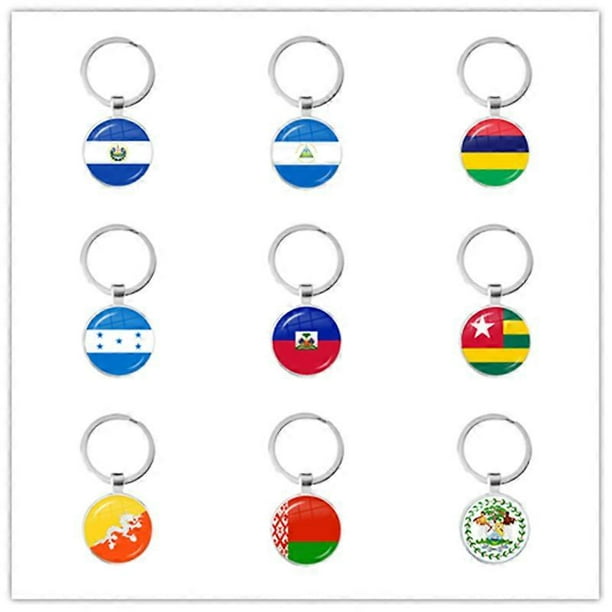 National Flag Glass Cabochon Keychain Sardova Nicaragua Mauritius Honduras Haiti Togo Bhutan Belarus Belize Keyring Keyholde