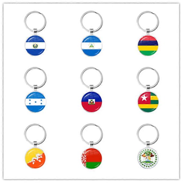 National Flag Glass Cabochon Keychain Sardova Nicaragua Mauritius Honduras Haiti Togo Bhutan Belarus Belize Keyring Keyholde