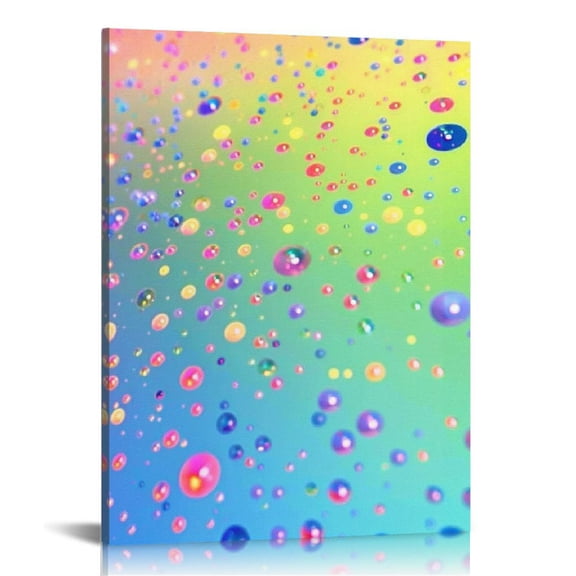 ZFLMY Rainbow Bubbles Color Wall Decor Art Modern Canvas Prints Home Decor Living Room Bathroom Office Ready to Hang 12x16in