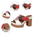 thumbnail image 5 of Rokment Womens Color Block Leaves High Heels Dress Sandals Beach Boho Trendy Leather Platform Chunky Heeled Slip on Comfortable Casual Backless Dressy Slides Summer Shoes White Size 7.5, 5 of 7