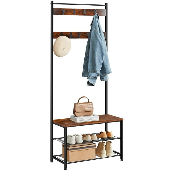 Elemore Home Hall Tree, 3-in-1 Coat Rack  with Bench and Shoe Storage