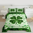 thumbnail image 2 of Manfei St.Patrick Day Queen Comforter Set,Four Leaf Clover Bedding Sets,Lucky Green Flower Bedding Comforter Set For Girls Kids,Microfiber Bedroom Decor Reversible,3-Piece, 2 of 8