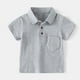thumbnail image 1 of ¡Liquidación de verano! Conjuntos Honeeladyy Fashion de camisetas casuales de manga corta con cuello vuelto y pantalones cortos lisos para niño (gris, 4-5 años), 1 of 5
