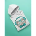thumbnail image 3 of Hipster Frog With Headphones. Hoodie Women -Image by Shutterstock, Female XX-Large, 3 of 4