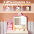 thumbnail image 4 of Zimtown Kids Vanity Set with Lighted Mirror & Drawers, Pretend Play Makeup Table, Ice Cream Design Elements, Pink, 4 of 8