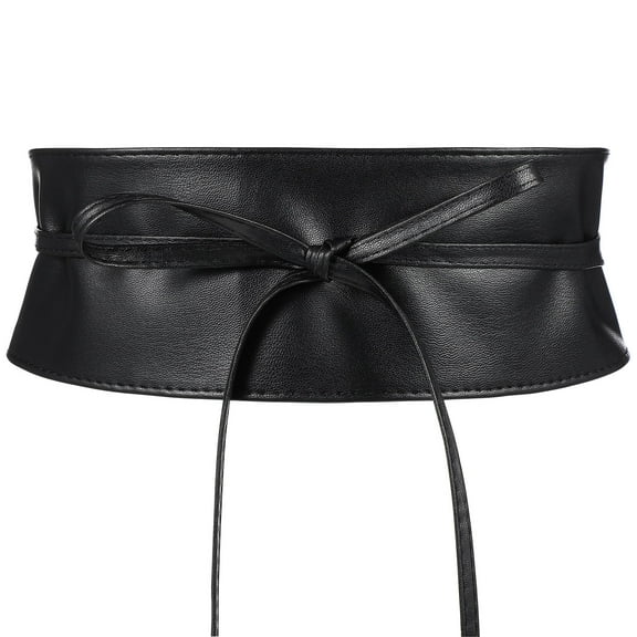 Worgeous  PU Leather Belt Wide Belts for Women Retro Tied Black Wrap Corset Woman Miss