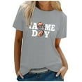 thumbnail image 1 of TSADFHJI Chandail en Molleton Col Rond Femme TP T-Shirt à Manches Courtes Imprimé Lettre Rugby TG Gris Clair, 1 of 5
