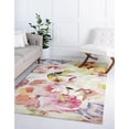 thumbnail image 2 of Unique Loom Lyon Watercolor Floral Area Rug 8' x 10' Rectangle Ivory/Pink, 2 of 2
