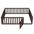 thumbnail image 5 of Tcbosik Queen Size Wood Floor Bed Frame with Fence and Door, Walnut, 5 of 9
