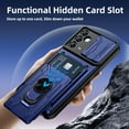thumbnail image 6 of Venoro for Samsung Galaxy A15 5G Card Slot Holder Phone Case with Screen Protector with Slide Camera Lens Cover and Stand, Blue, 6 of 15