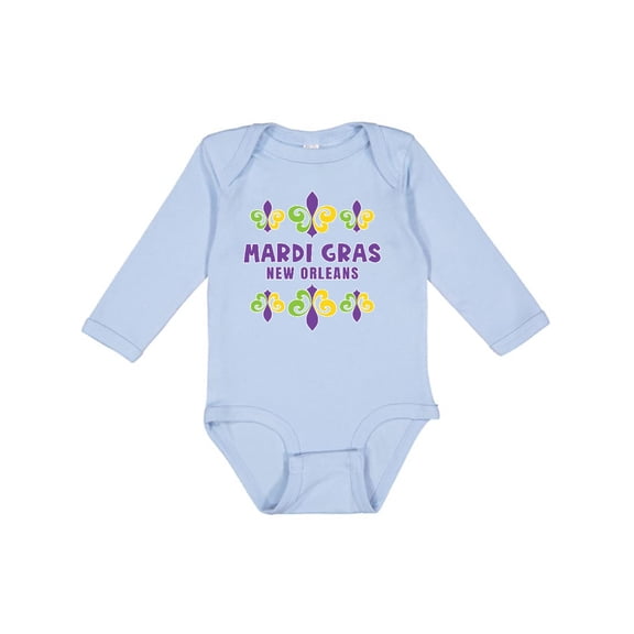 Inktastic Mardi Gras New Orleans with Fleur De Lis Trio Boys or Girls Long Sleeve Baby Bodysuit