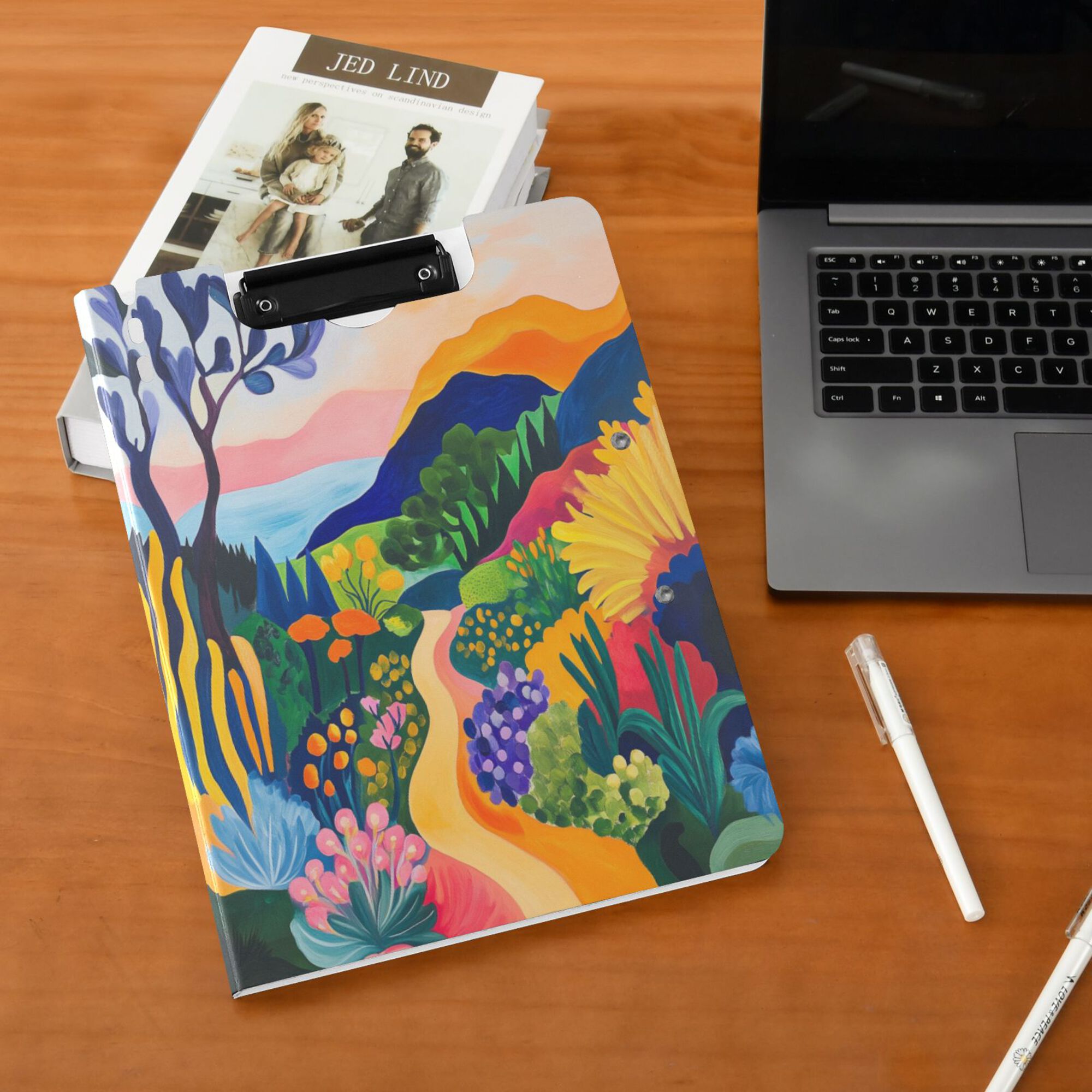 FORMRS A4 Clipboard Folder with Pen Holder Horizontal Foldable School Office Binder, Art Path